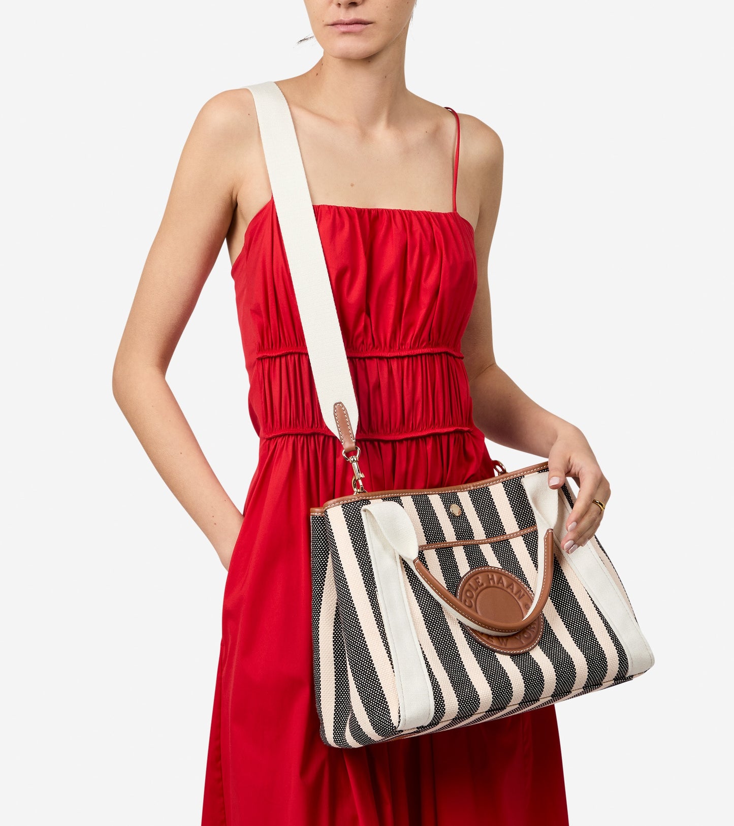 U08454:NATURAL CANVAS STRIPE PRINT:0000