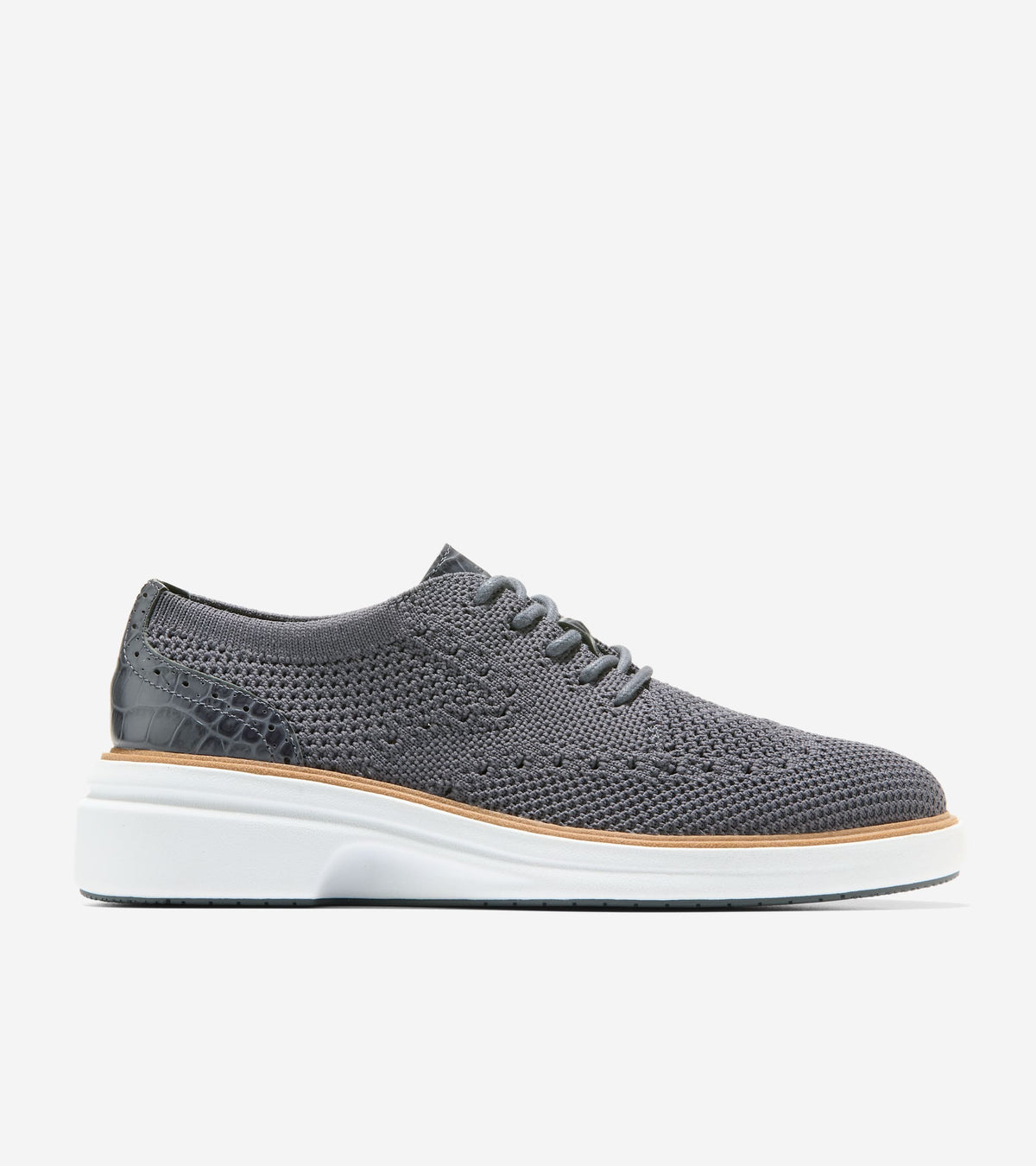 W37484:BLACKENED PEARL STITCHLITE / CROC PRINT LEATHER