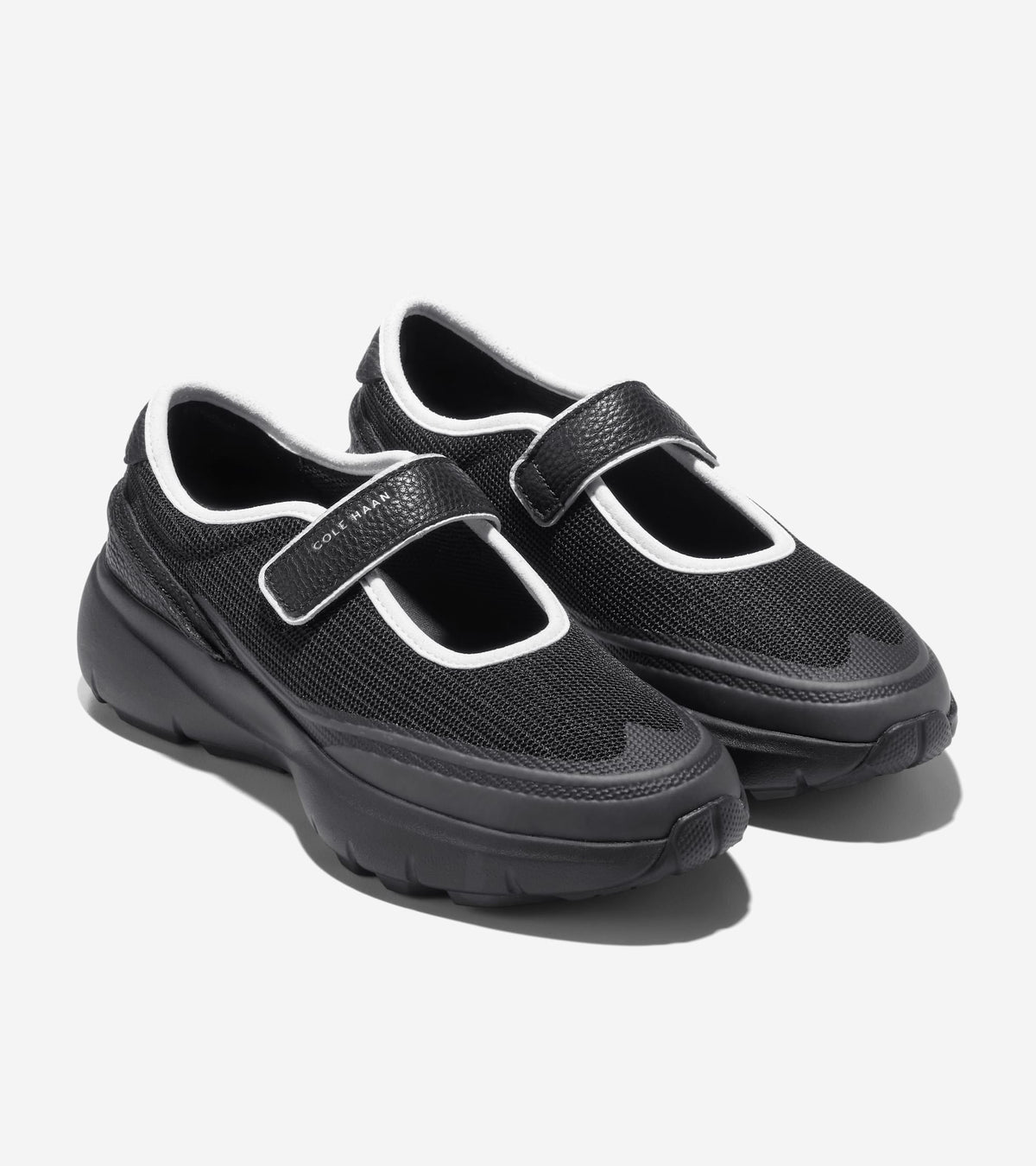 W37605:BLACK MESH / BLACK/WHITE LEATHER