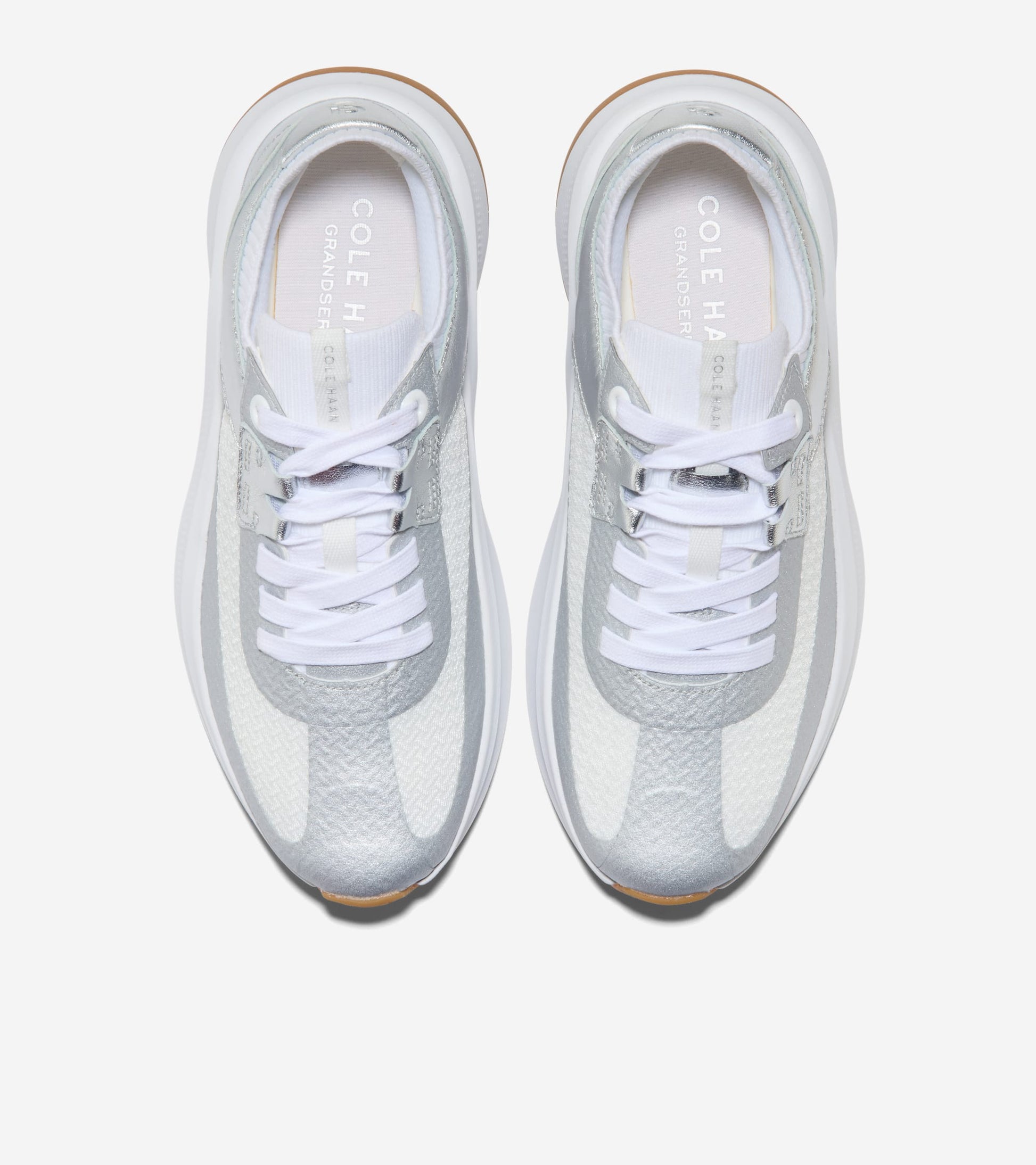 W36275:SILVER METALLIC LTHR / WHITE